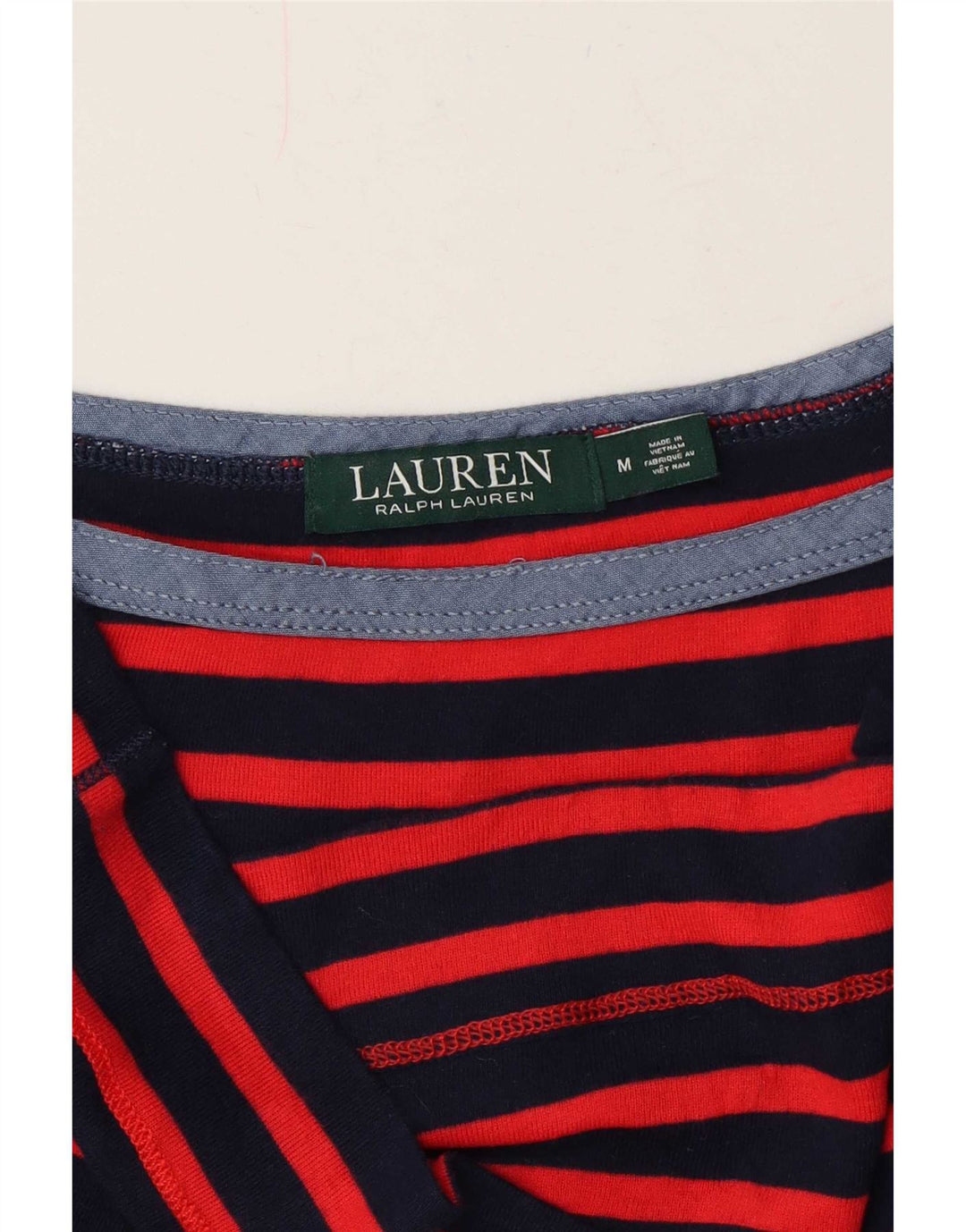 Ralph Lauren Dame T-Shirt Top UK 14 Medium Rød Stribet