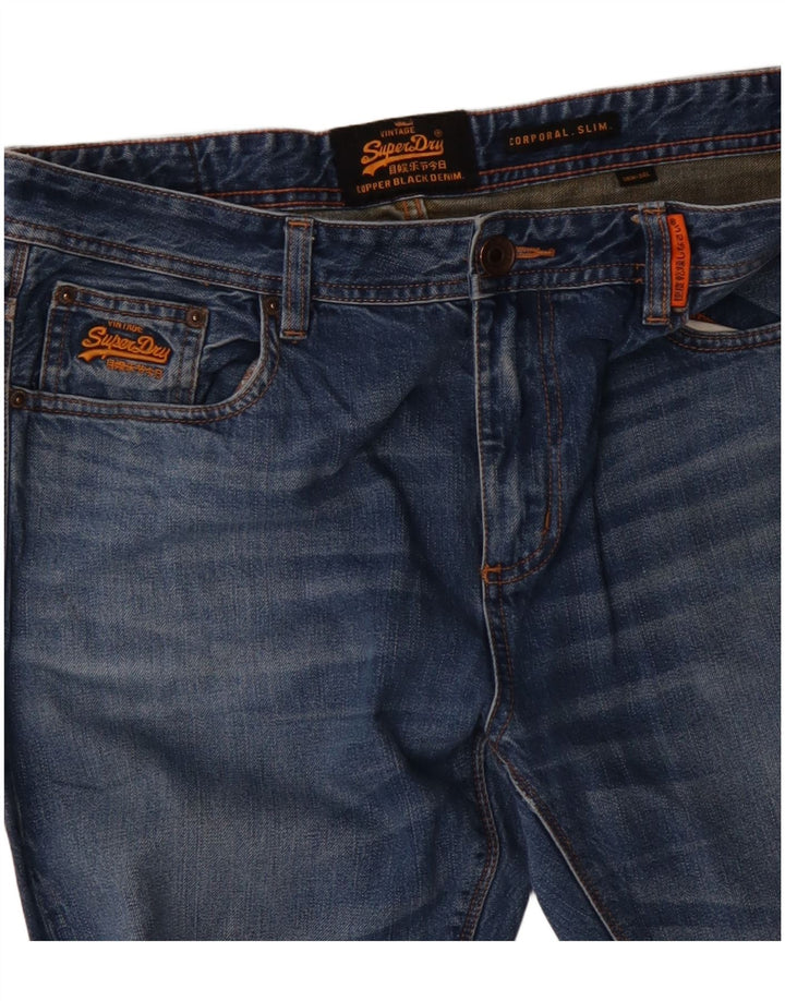 SUPERDRY Herre Corporal Slim Jeans W36 L34 Blå Bomuld