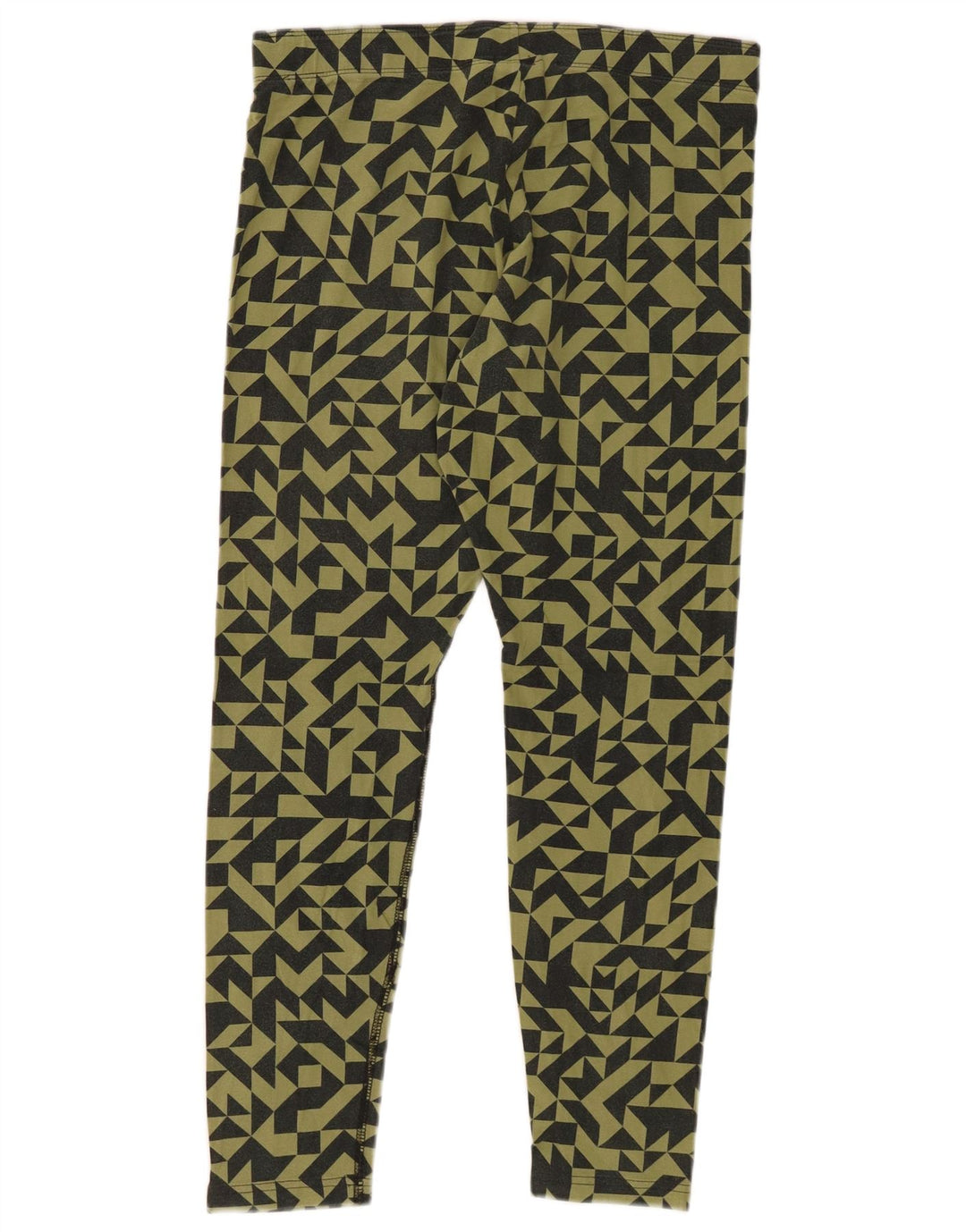 NIKE Dame Leggings UK 14 Stor Khaki Geometrisk Bomuld