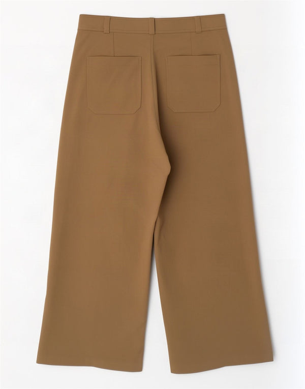 Zara Dame Højtaljede Brede Ben Casual Bukser Large W30 L26 Beige
