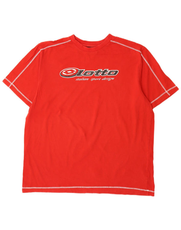 Lotto Herre Grafisk T-Shirt Top UK 44/46 2XL Rød Bomuld