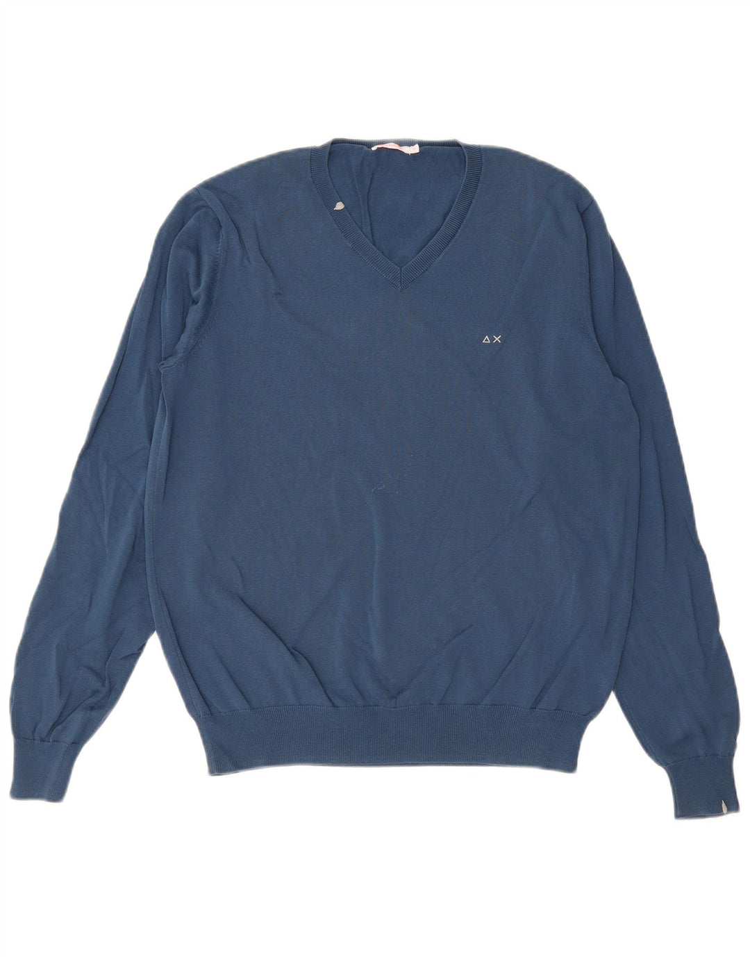Sun68 Herre V-hals sweater Stor Blå Bomuld Classic