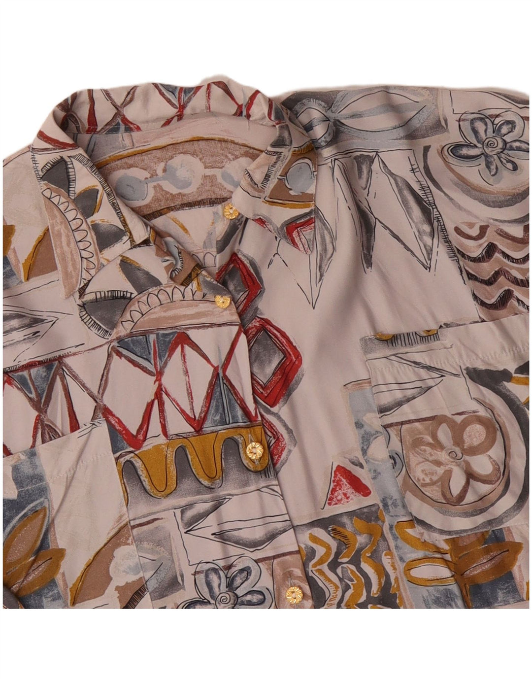 VINTAGE Dameskjorte UK 18 XL Hvid Patchwork