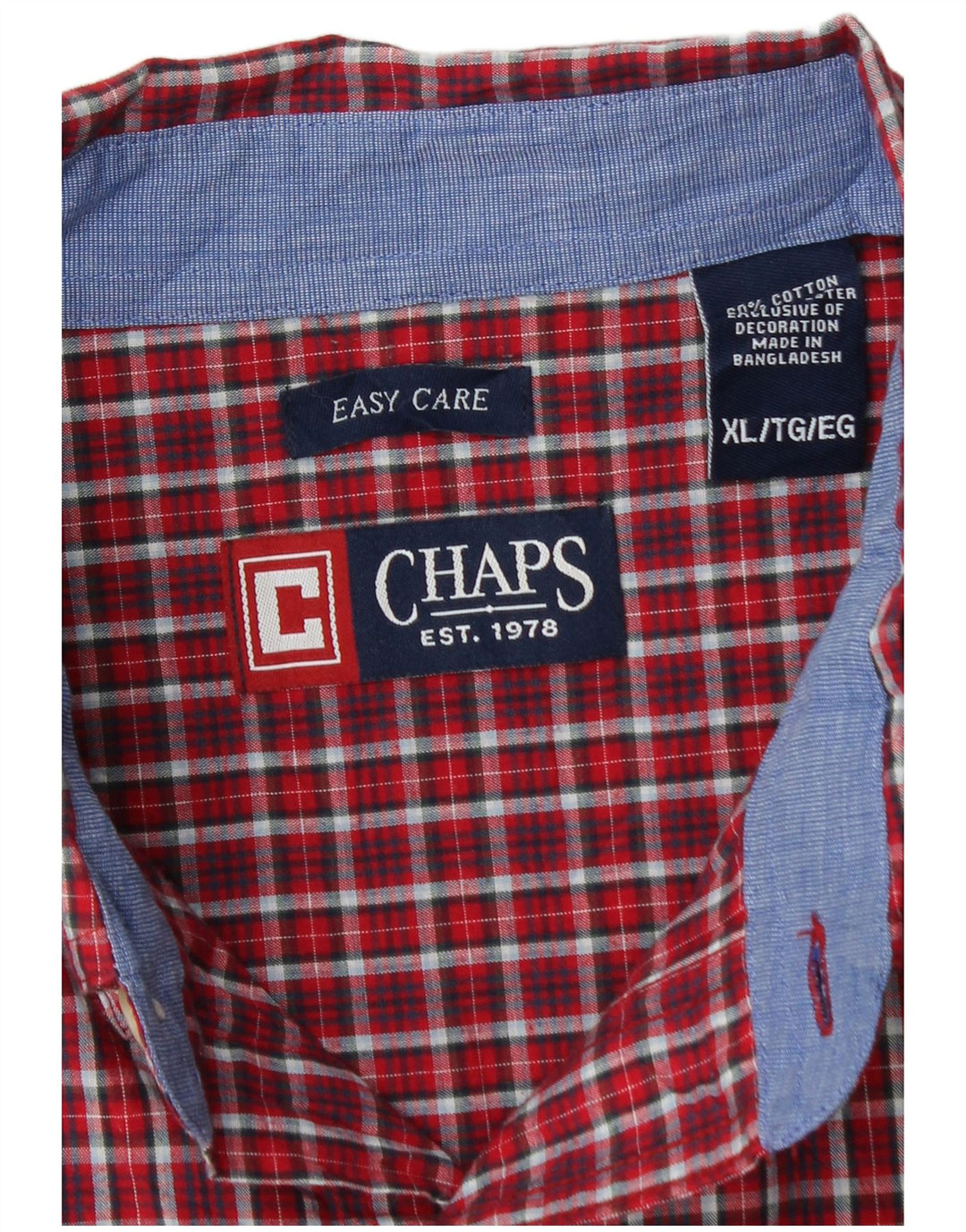 CHAPS Mens Shirt XL Red Check Cotton