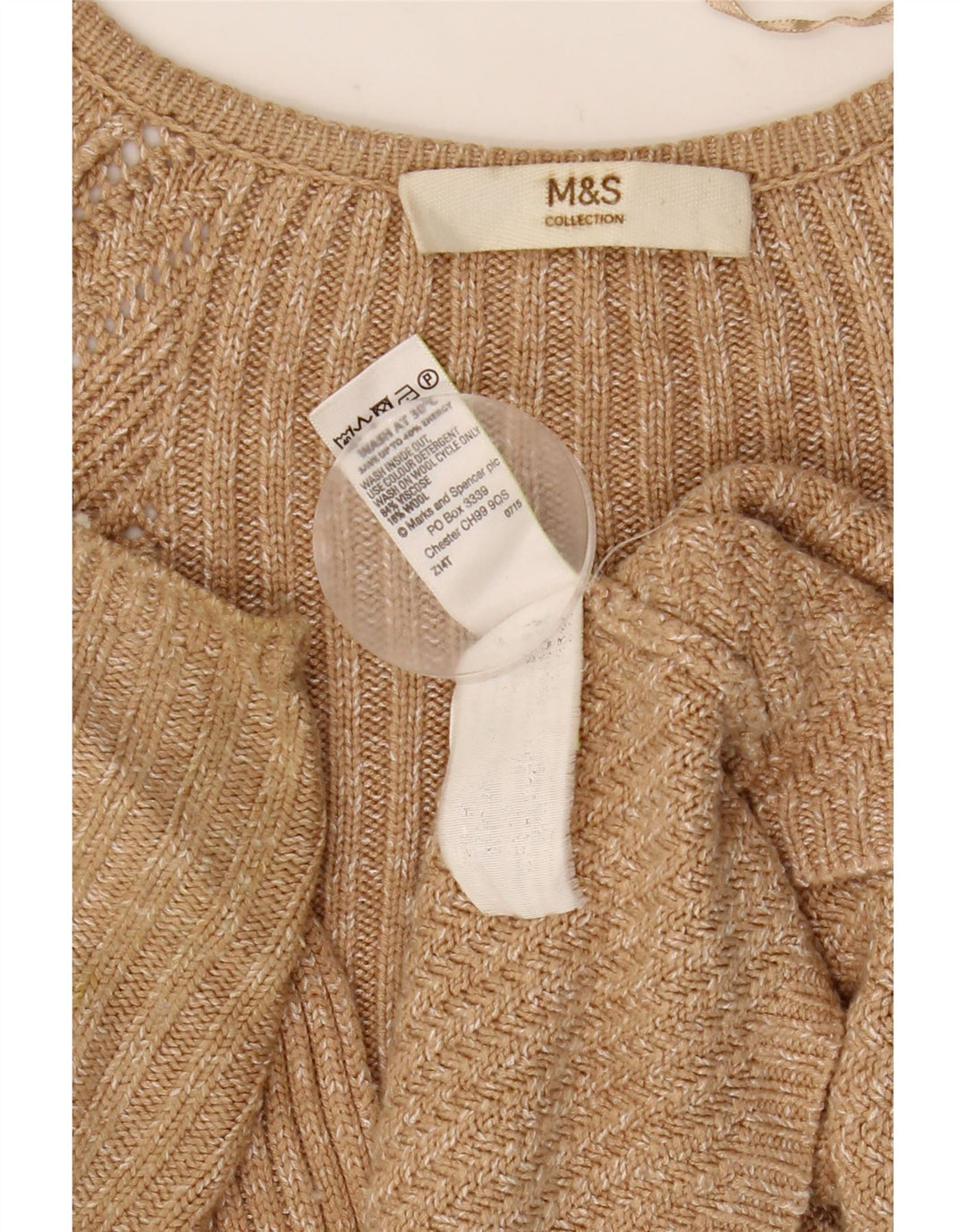 Marks & Spencer Dame Oversized Cardigan Sweater UK 10 Small Beige Flecked