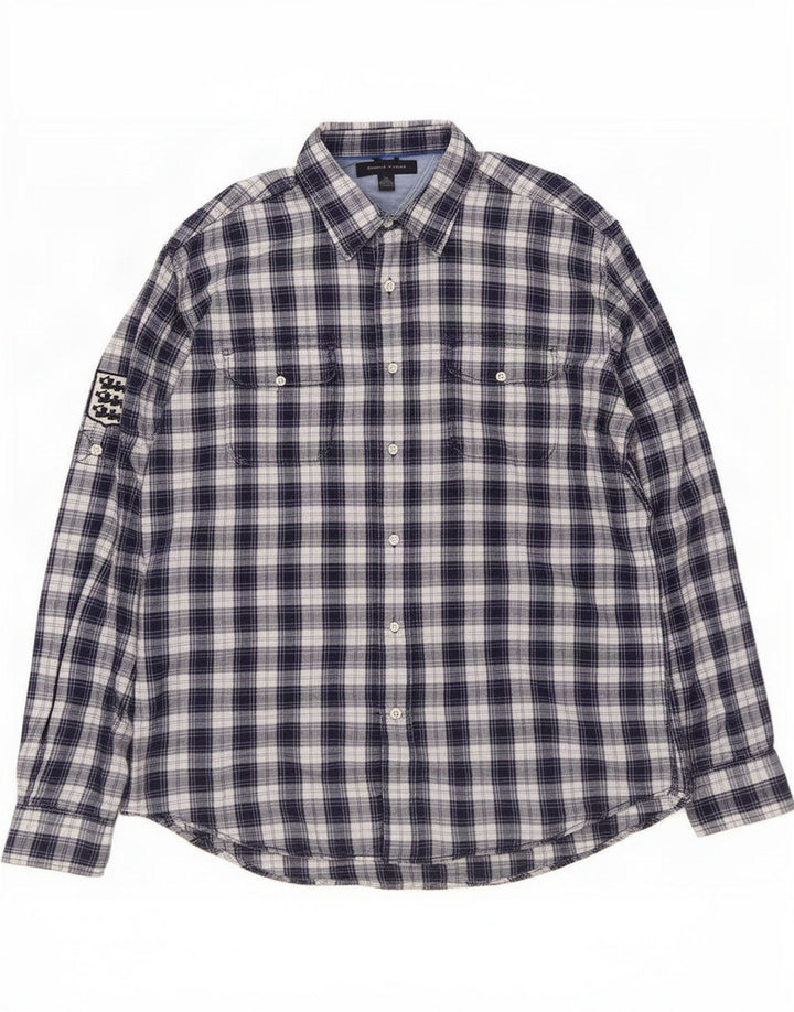 Tommy Hilfiger Herre flannelskjorte Stor marineblå ternet bomuld