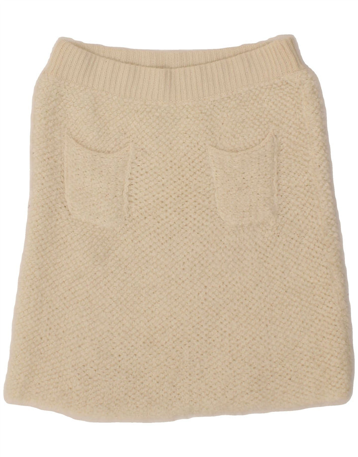 BENETTON Womens A-Line Skirt Small W26 Off White Wool Vintage Benetton and Second-Hand Benetton from Messina Hembry 
