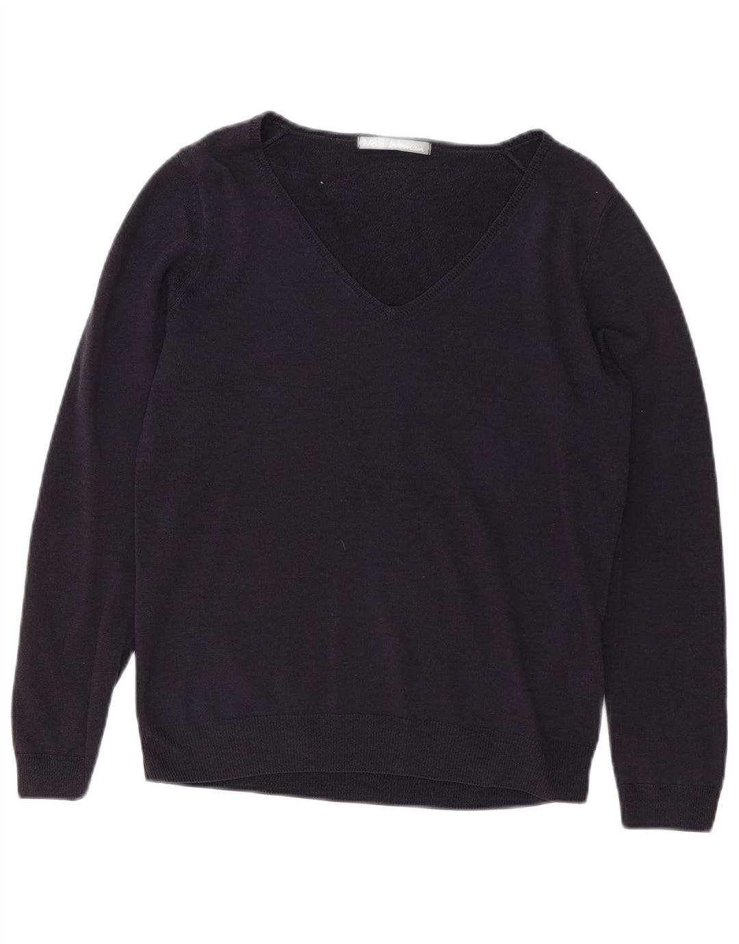 Marks & Spencer Dame V-hals sweater UK 12 Medium Navy Blue Akryl