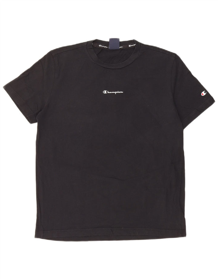 Champion Herre Grafisk T-Shirt Top Medium Sort Bomuld