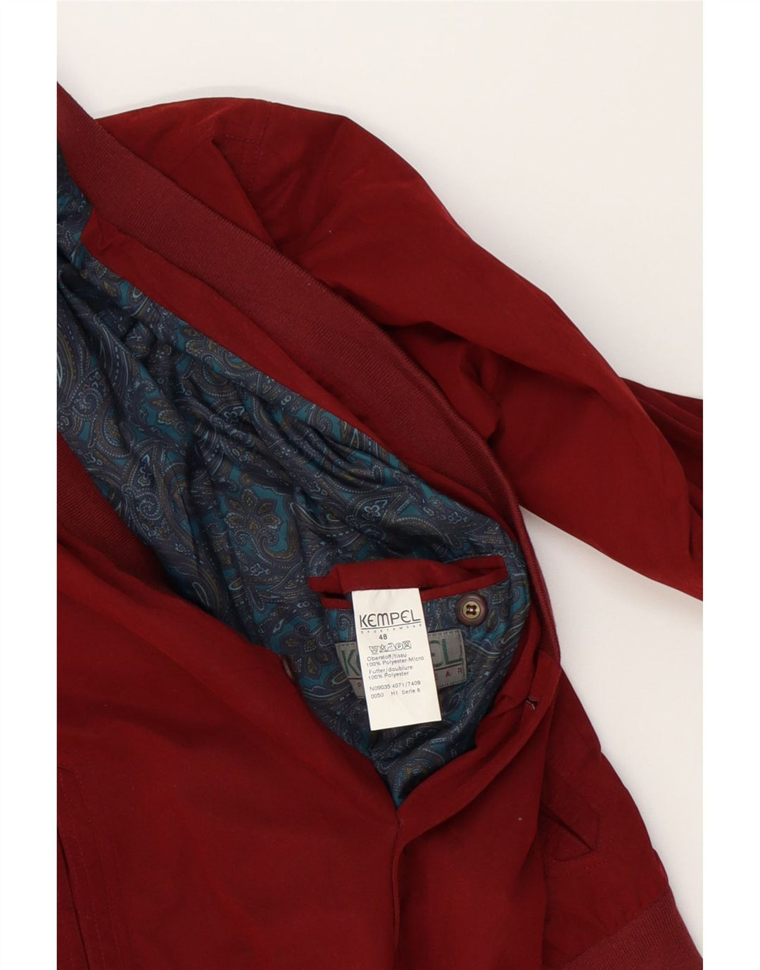 KEMPEL Mens Bomber Jacket IT 48 Medium Red Polyester Vintage Kempel and Second-Hand Kempel from Messina Hembry 