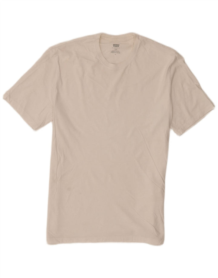 Levi's Herre Slim T-Shirt Top Medium Hvid Bomuld