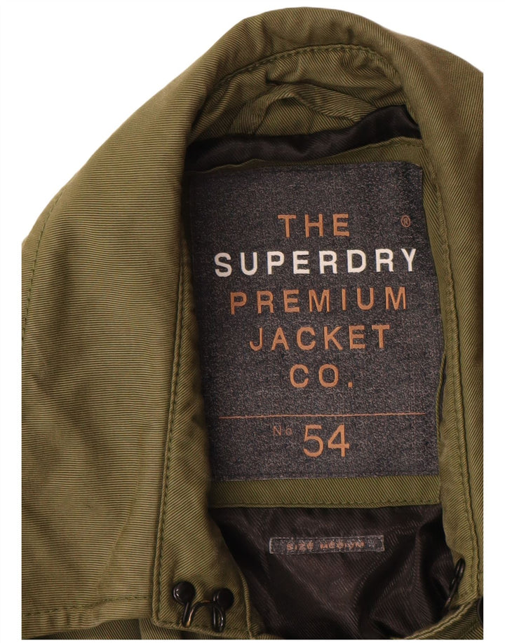 Superdry Womens Overcoat UK 14 Medium Khaki Lyocell