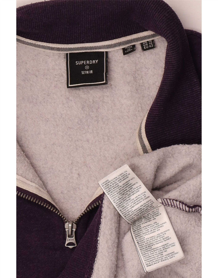 Superdry Womens Oversized Crop Sweatshirt Jumper UK 14 Large Purple