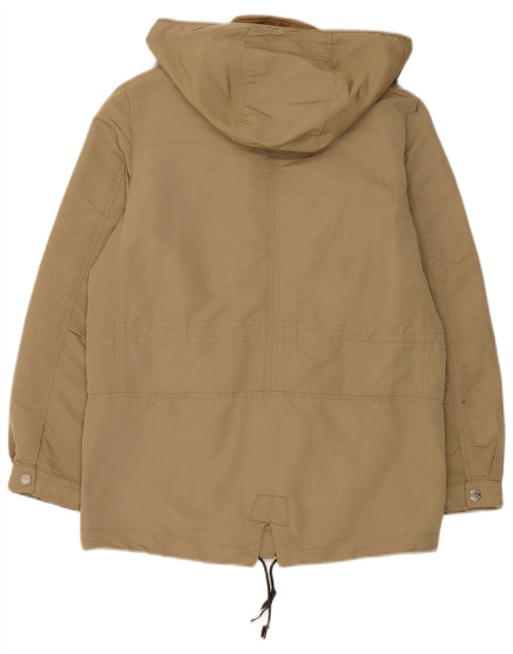 Massimo Dutti Dame Hætte Oversized Parka Jacket UK 6 XS Khaki