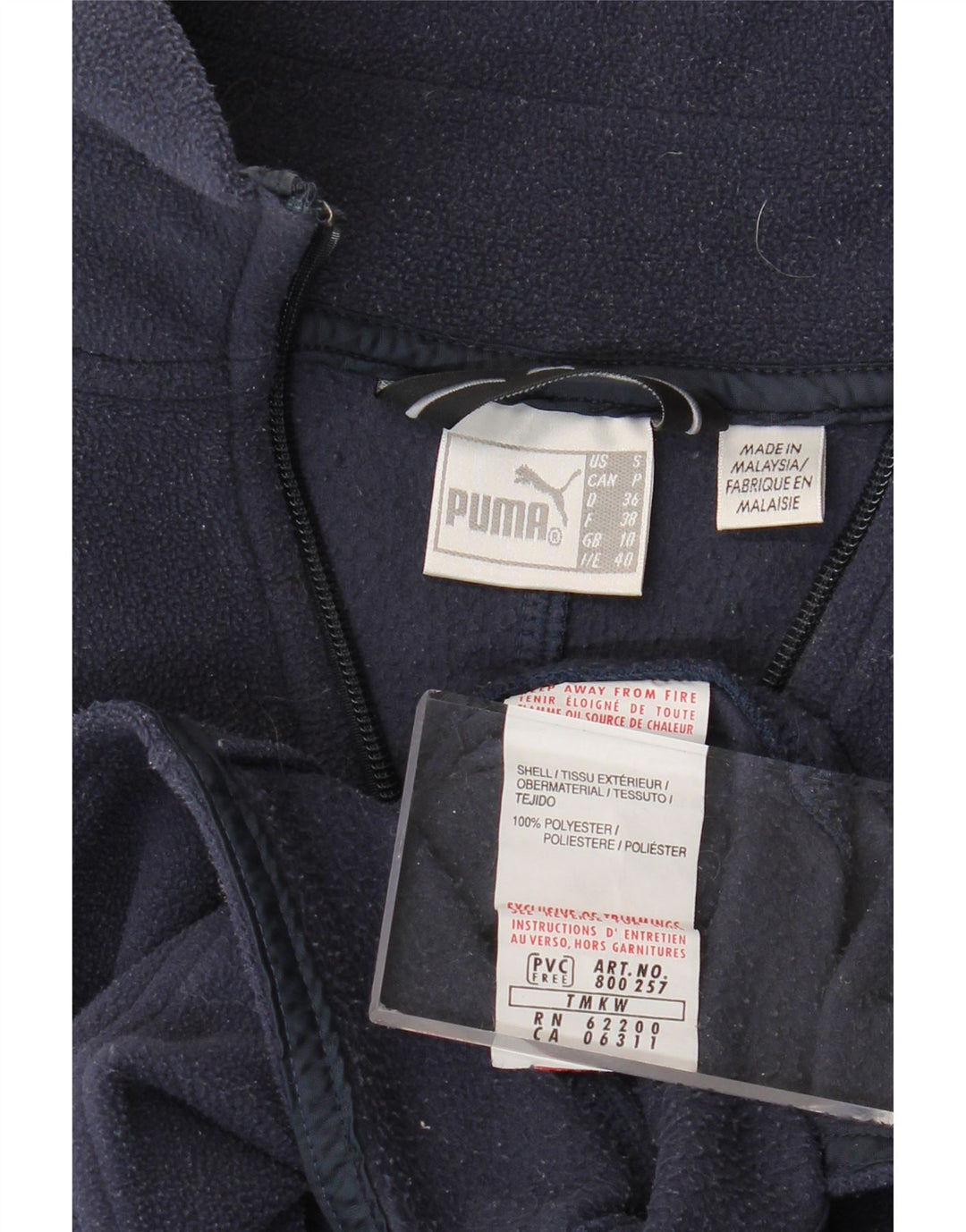 PUMA Fleecejakke til kvinder UK 10 Lille marineblå polyester