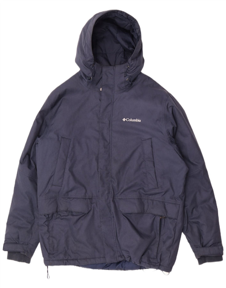 Columbia Windbreaker-jakke med hætte til mænd UK 42 XL Navyblå polyester