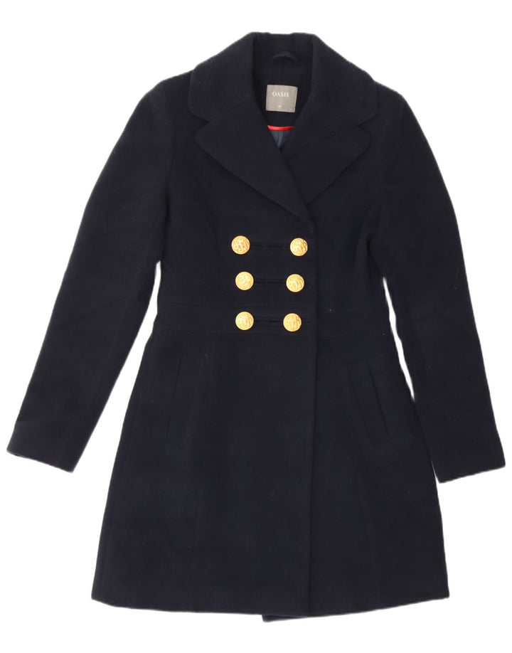 Oasis Dame Dobbeltradet Overfrakke UK 6 XS Navy Blue Polyester