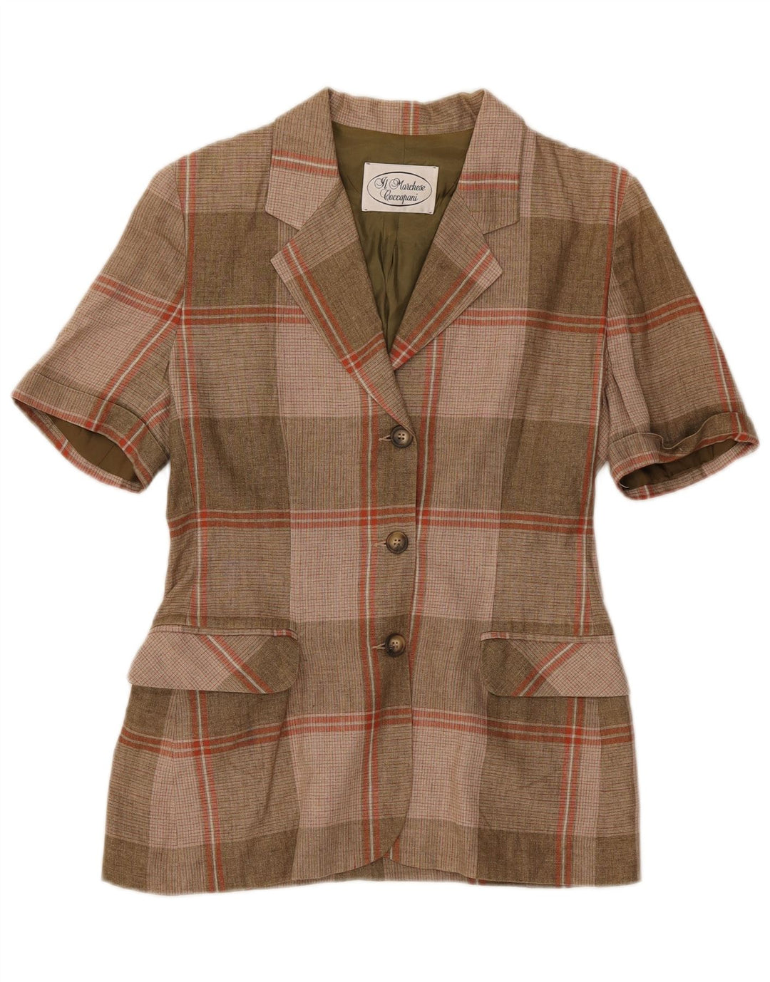 Il Marchese Coccapani Dame Kortærmet Blazer Jakke UK 12 Medium Brun