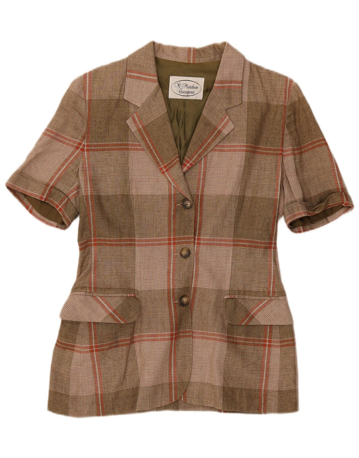 Il Marchese Coccapani Dame Kortærmet Blazer Jakke UK 12 Medium Brun