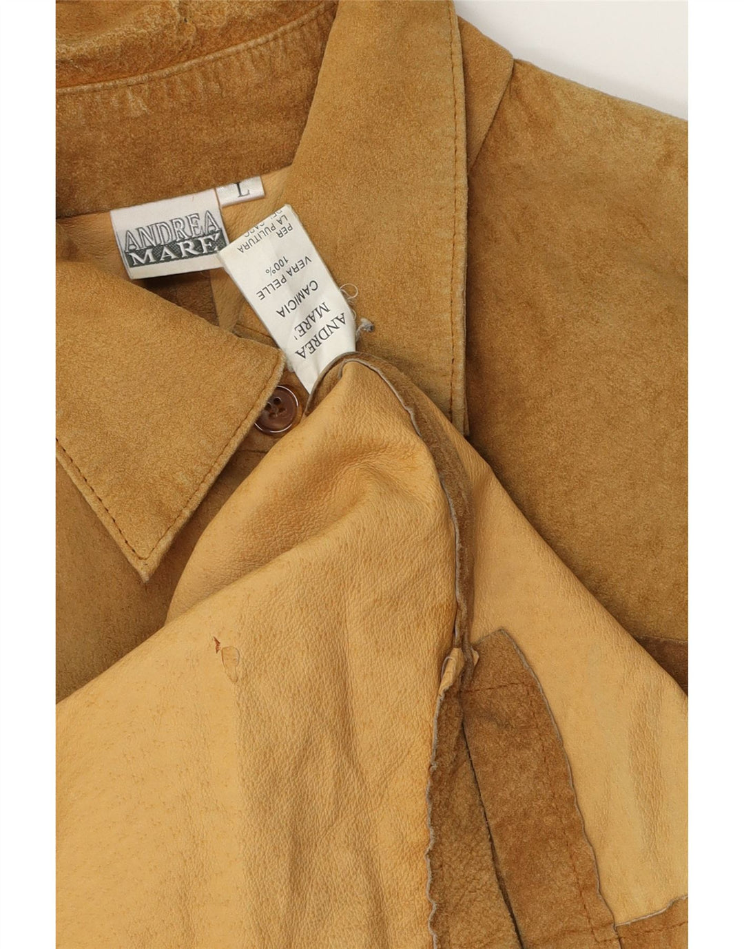 Andrea Mare Dame Overshirt Ruskindsskjorte UK 16 Large Beige Læder
