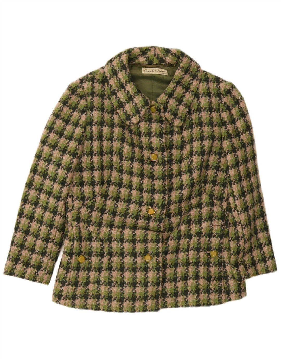 Vintage dame 4-knaps blazerjakke UK 14 Medium Green Check