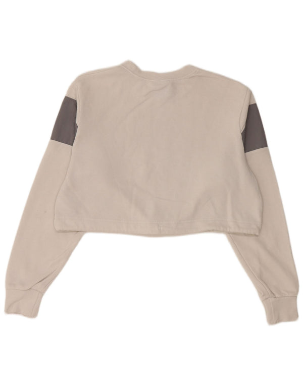 Nike Womens Crop Graphic Sweatshirt Jumper UK 10 Small White Colourblock