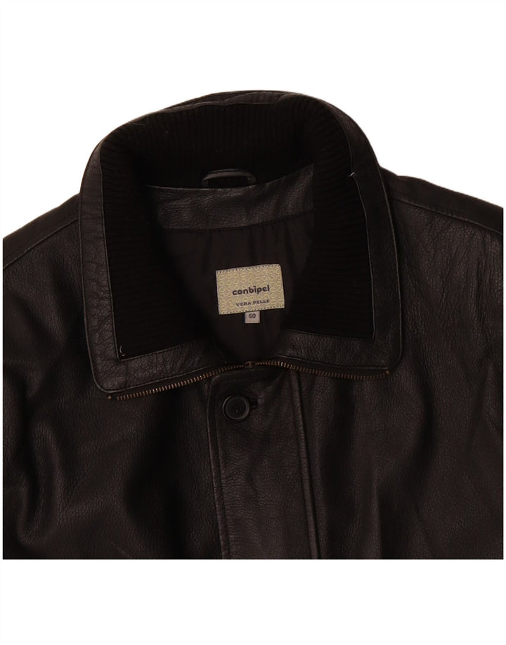 CONBIPEL Mens Leather Jacket IT 50 Large Black Leather