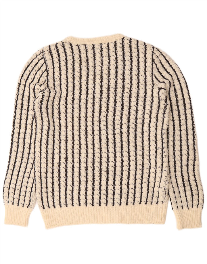 Zara Herre V-hals sweater Stor hvid stribet akryl