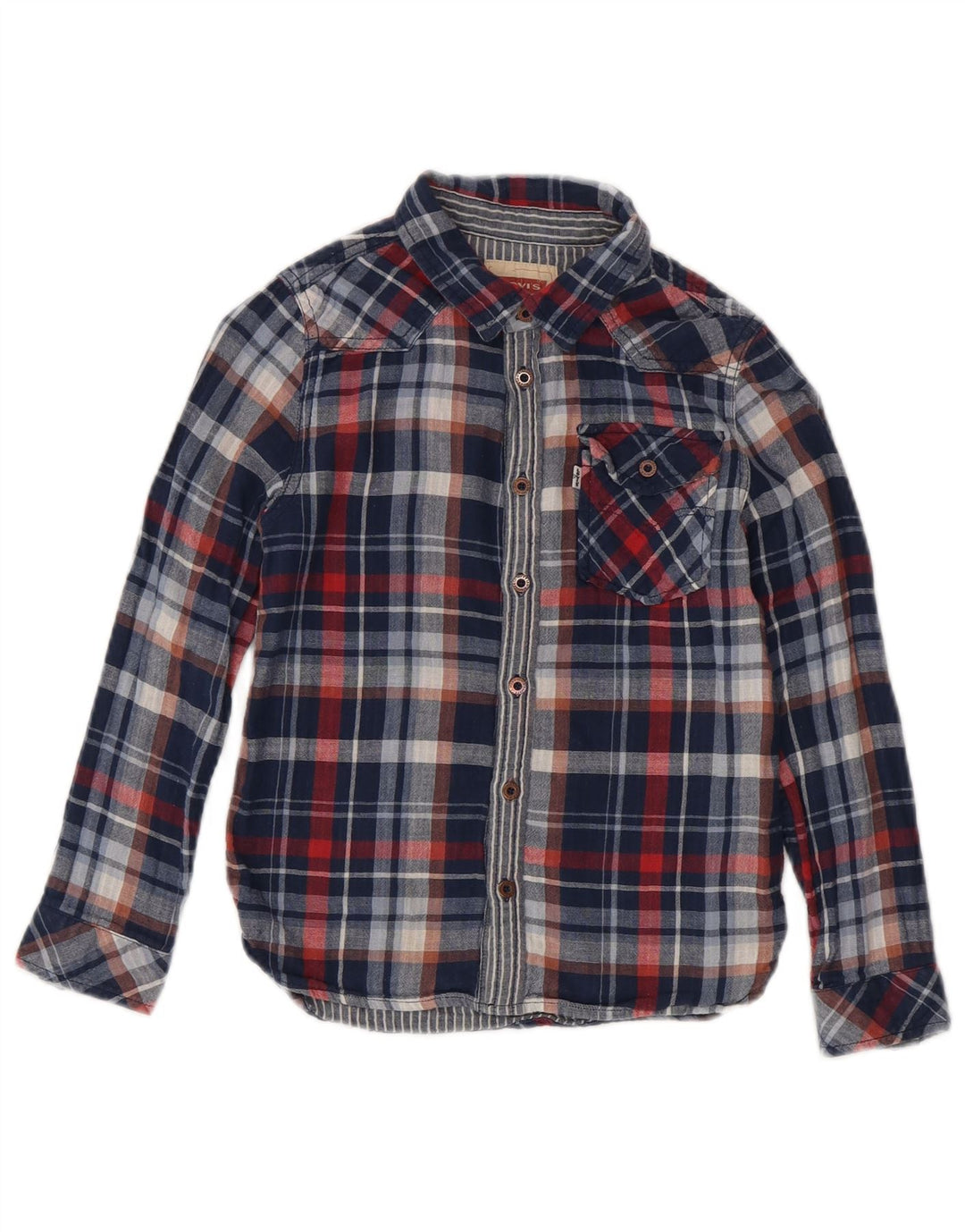 Levi's Boys San Francisco langærmet skjorte 7-8 år marineblå plaid