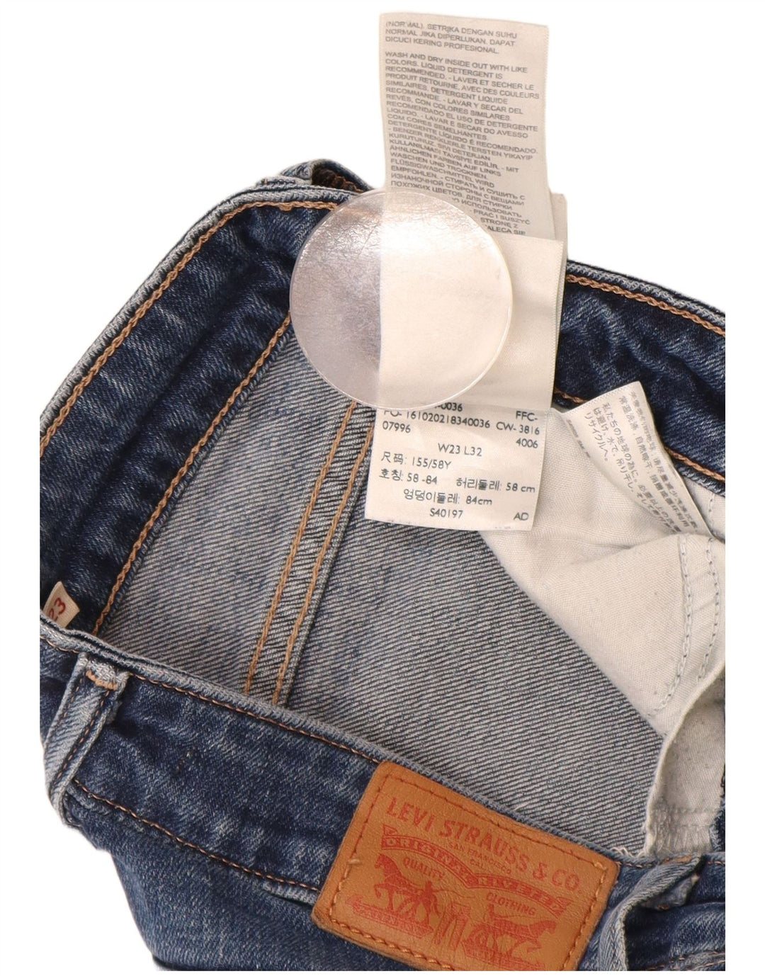 Levi's Dame 714 Straight Jeans Størrelse 23 W23 L28 Blå Bomuld