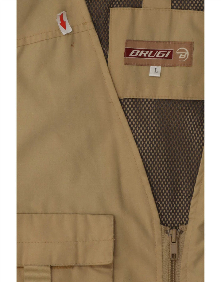 Brugi Herre Utility Gilet UK 40 Large Khaki Polyester
