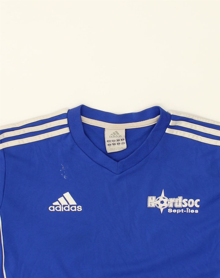 ADIDAS Boys T-Shirt Top 13-14 Years Blue Polyester | Vintage Adidas | Thrift | Second-Hand Adidas | Used Clothing | Messina Hembry 
