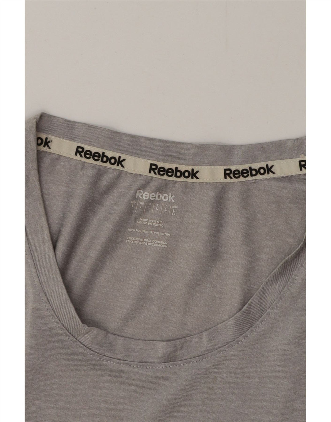 REEBOK Dame T-Shirt Top UK 16 Large Grå Polyester