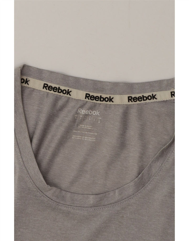 REEBOK Dame T-Shirt Top UK 16 Large Grå Polyester