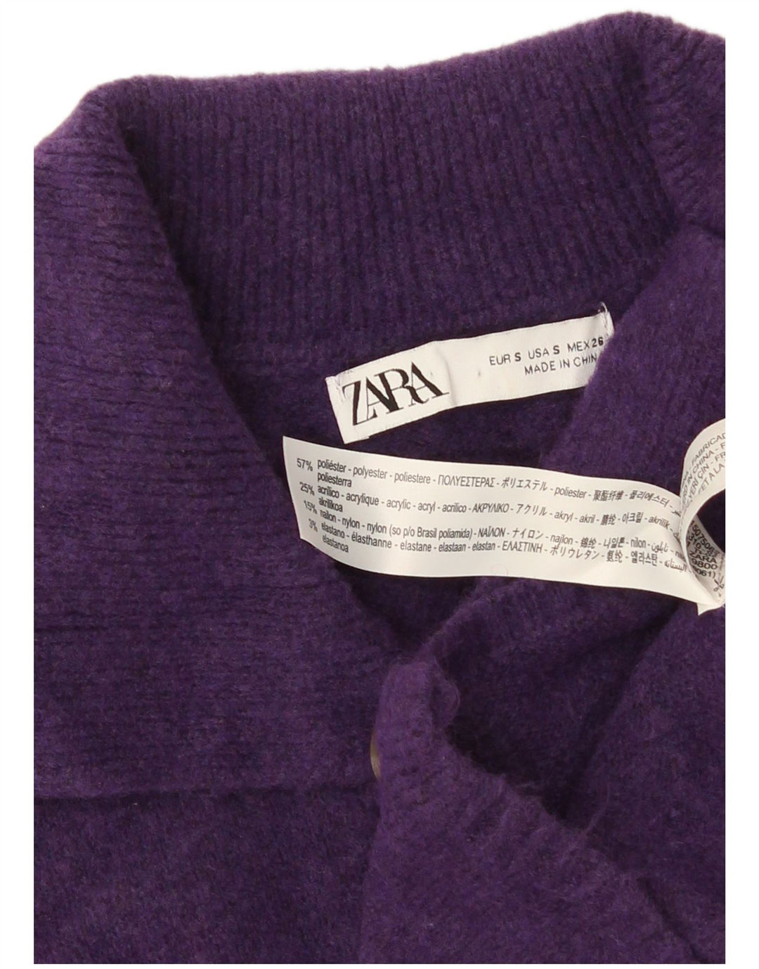 Zara Womens Longline Cardigan Sweater UK 10 Small Purple Polyester