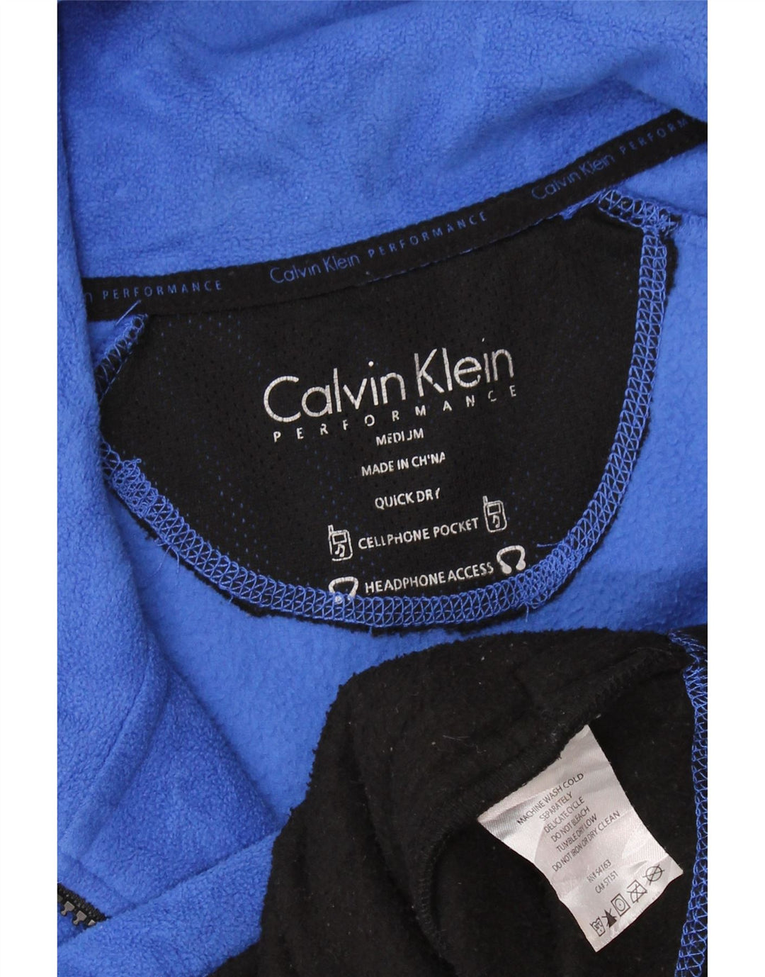 Calvin Klein Dame grafisk fleecejakke UK 14 Medium Blue Colourblock