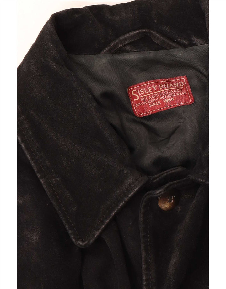 Sisley Herre Ruskindsjakke UK 38 Medium Sort Læder