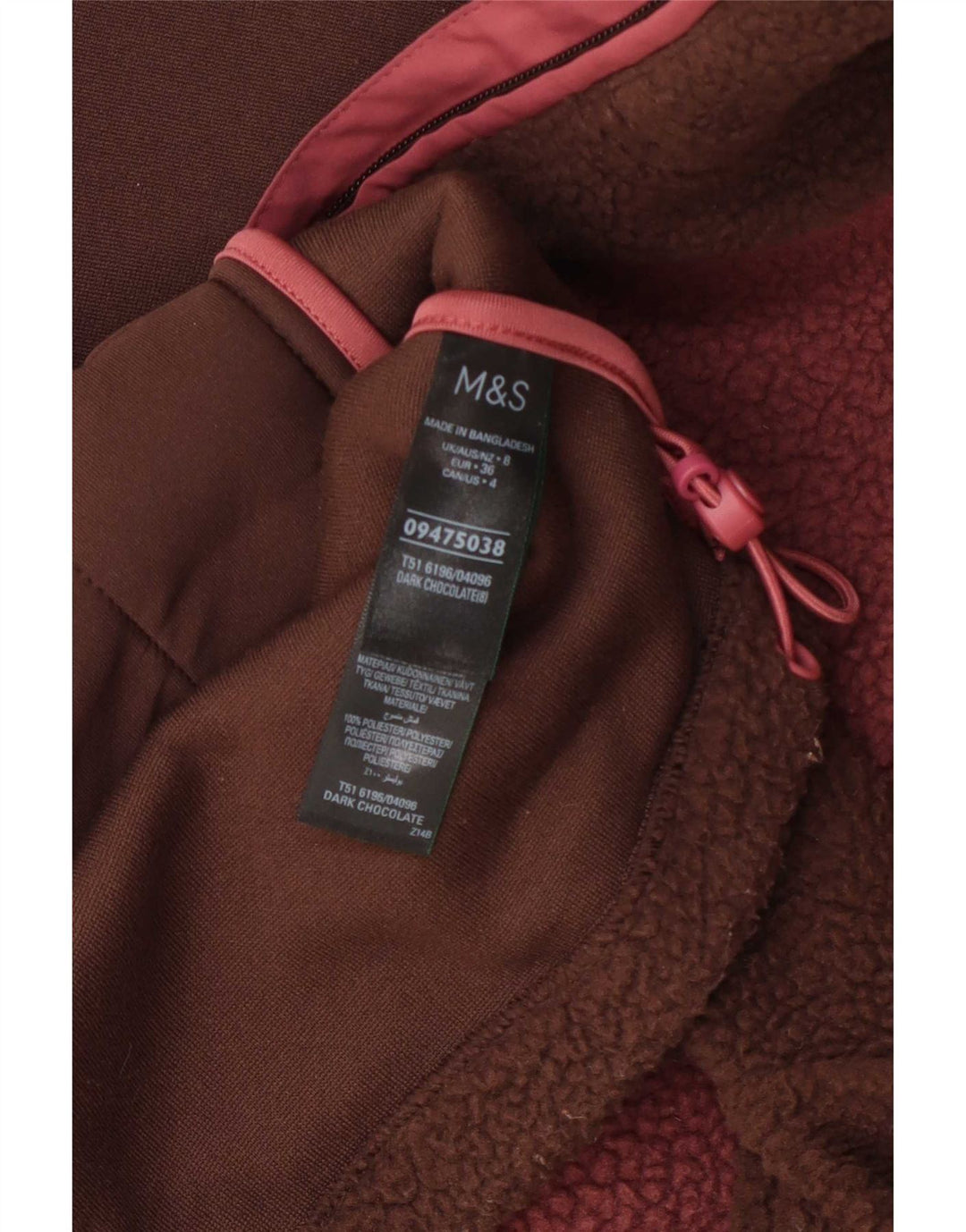 Marks & Spencer Dame Oversized Fleecejakke UK 8 Small Brown Colourblock