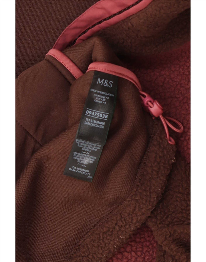 Marks & Spencer Dame Oversized Fleecejakke UK 8 Small Brown Colourblock