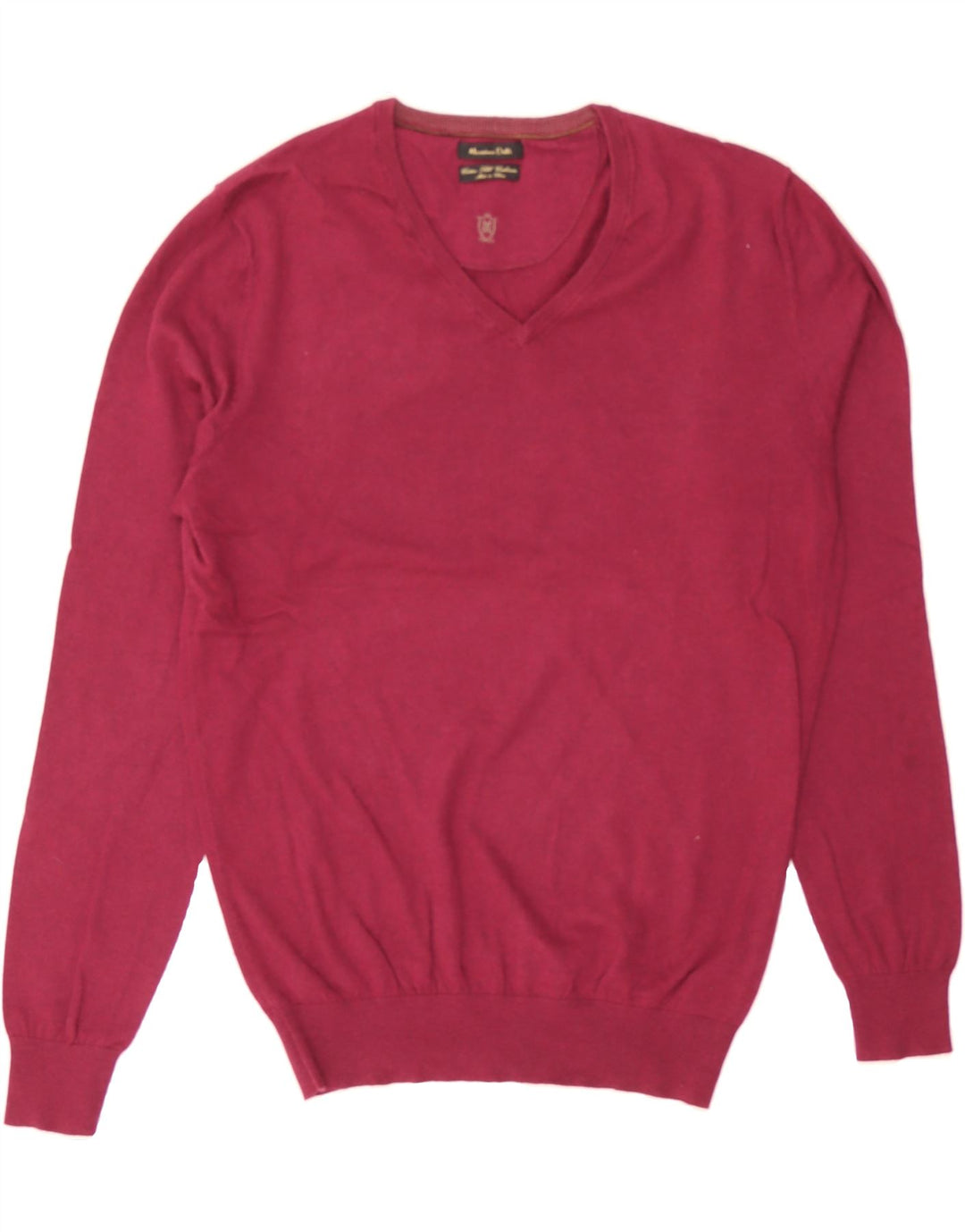 MASSIMO DUTTI Womens V-Neck Jumper Sweater UK 14 Medium Burgundy Wool Vintage Massimo Dutti and Second-Hand Massimo Dutti from Messina Hembry 