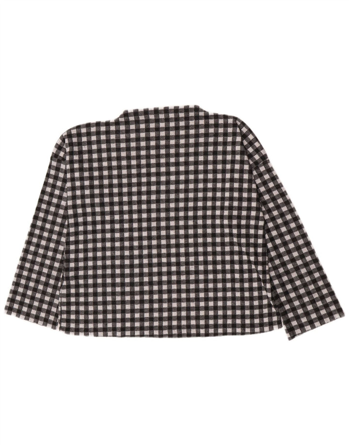 Zara Dame Oversized Top Langærmet UK 10 Small Black Gingham Polyester