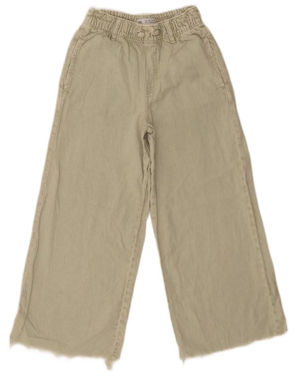 Zara Piger Jeans med brede ben 8-9 år W26 L21 Grøn Bomuld