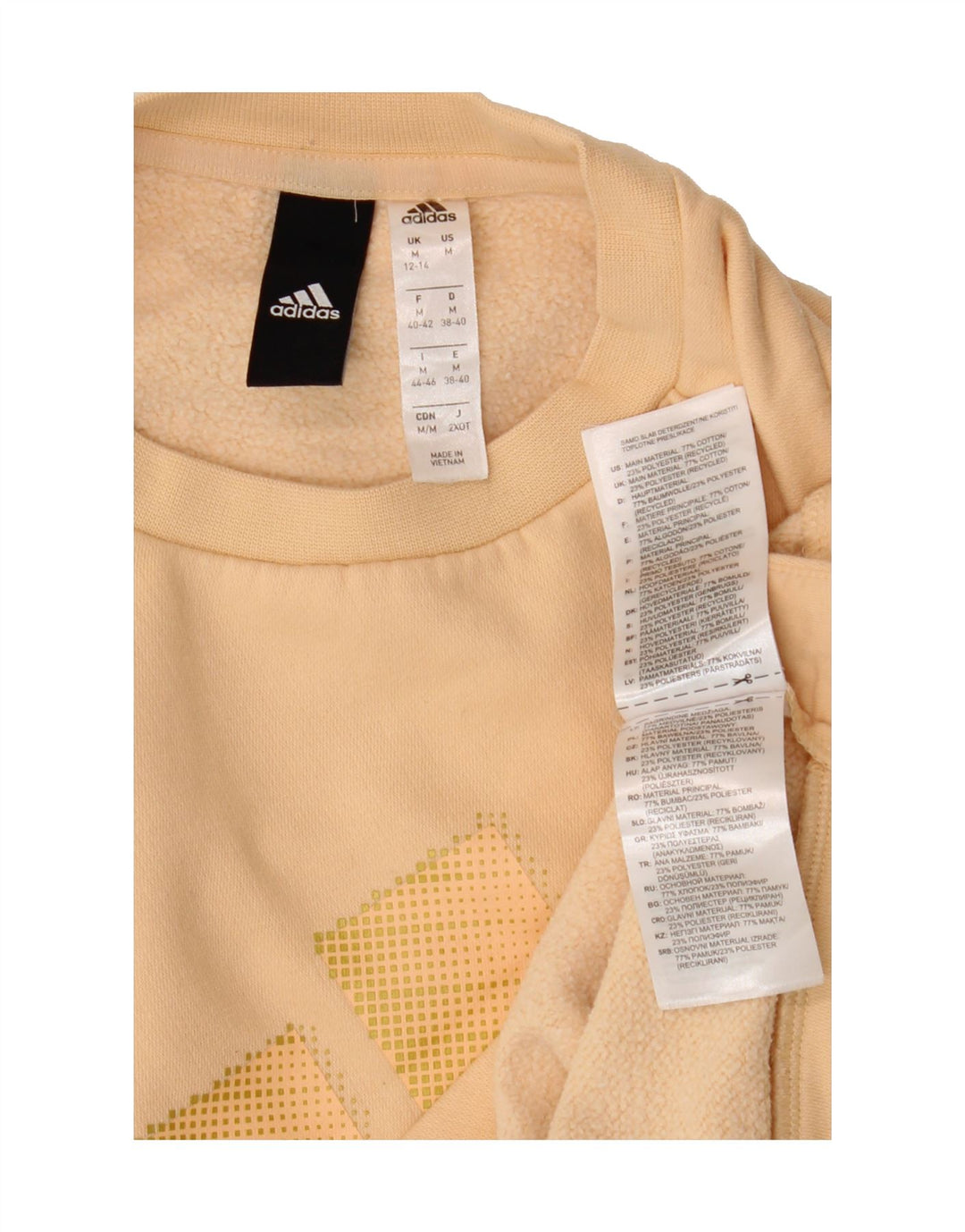 ADIDAS Womens Graphic Sweatshirt Jumper UK 12/14 Medium Orange Cotton Vintage Adidas and Second-Hand Adidas from Messina Hembry 