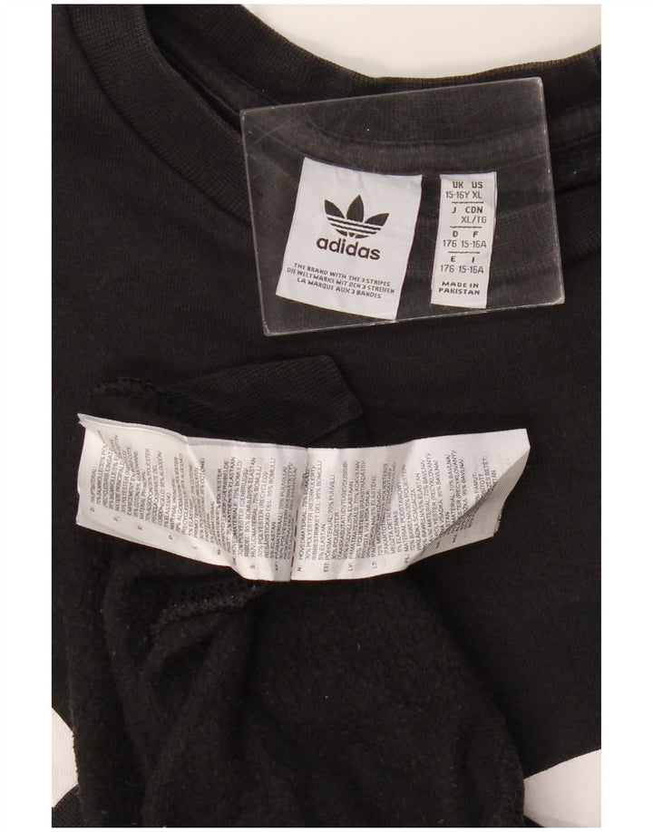 Adidas Boys Grafisk Sweatshirt Jumper 15-16 år Sort Bomuld