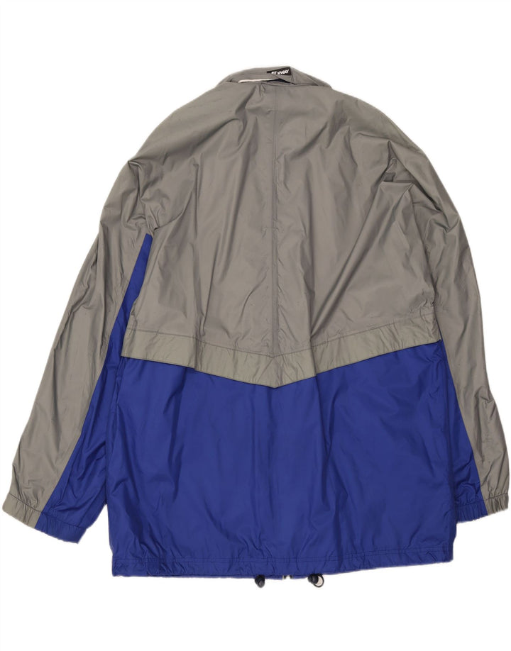 K-WAY Mens Hooded Windbreaker Jacket UK 44 2XL Grey Colourblock Polyamide Vintage K-Way and Second-Hand K-Way from Messina Hembry 