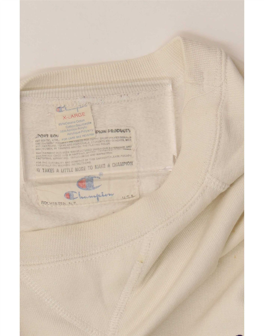 Champion Herre Grafisk Sweatshirt Jumper XL Hvid Bomuld