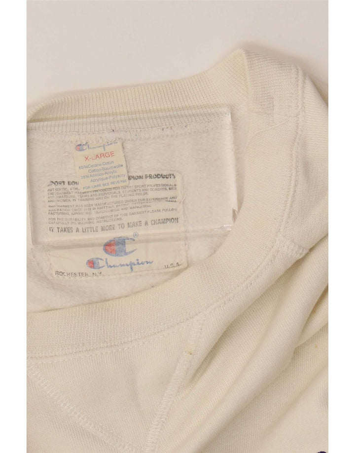 Champion Herre Grafisk Sweatshirt Jumper XL Hvid Bomuld