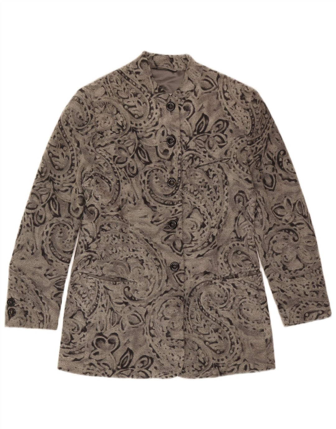 BOGNER Dame 5-knaps blazerjakke US 10 Large Grey Paisley Wool