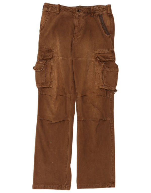 Oviesse Herre Straight Cargo Bukser IT 48 Medium W34 L34 Brun nålestribe