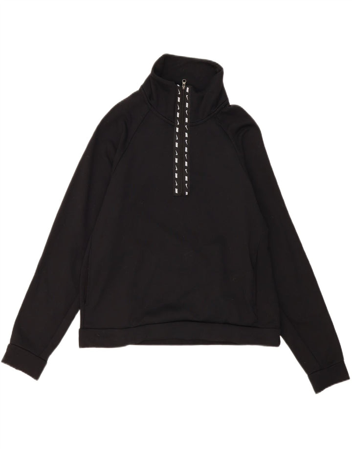 NIKE Womens Oversized Zip Neck Sweatshirt Jumper UK 10 Small Black Vintage Nike and Second-Hand Nike from Messina Hembry 